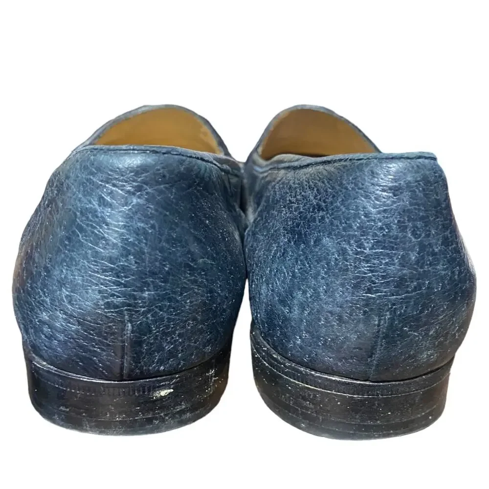 Moreschi navy blue genuine‎ leather tassle loafers Made in Italy - Men's 10